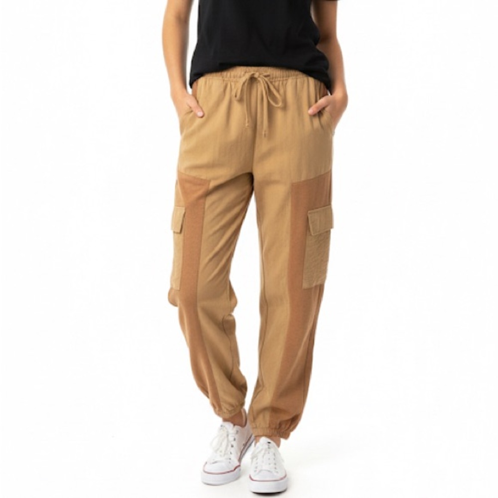 Sixty Six. Size M. Tan Elastic Waist Jogger Track Pants